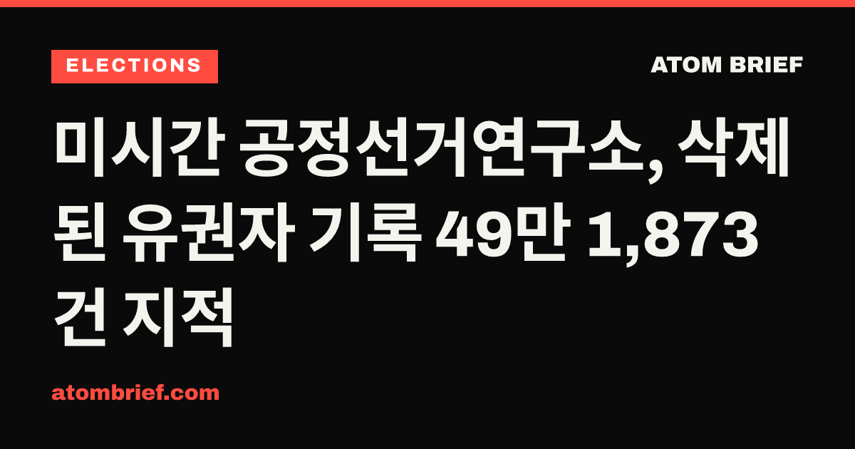 미시간 공정선거연구소, 삭제된 유권자 기록 49만 1,873건 지적