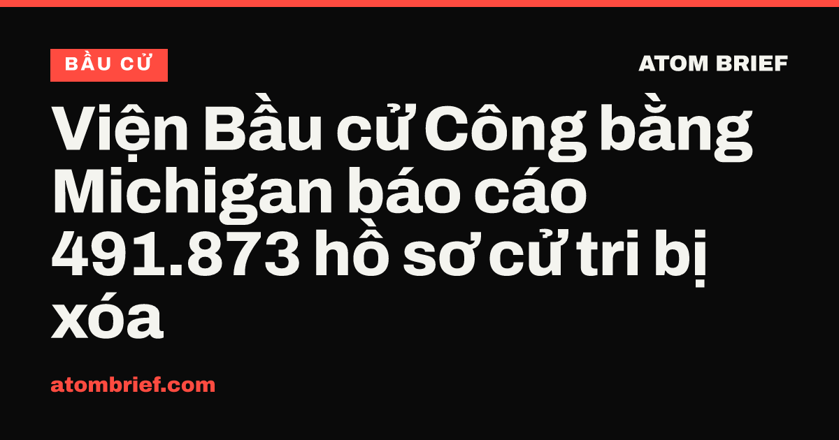 Viện Bầu cử Công bằng Michigan báo cáo 491.873 hồ sơ cử tri bị xóa