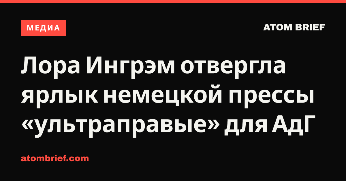 Лора Ингрэм отвергла ярлык немецкой прессы «ультраправые» для АдГ