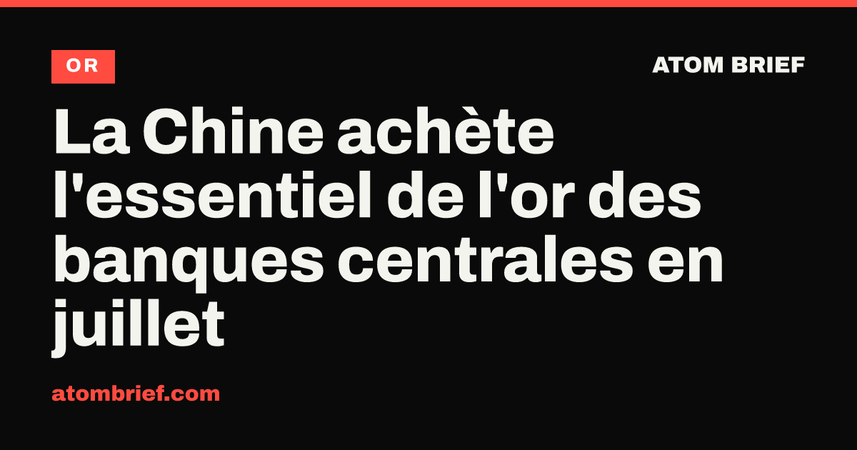La Chine achète l'essentiel de l'or des banques centrales en juillet