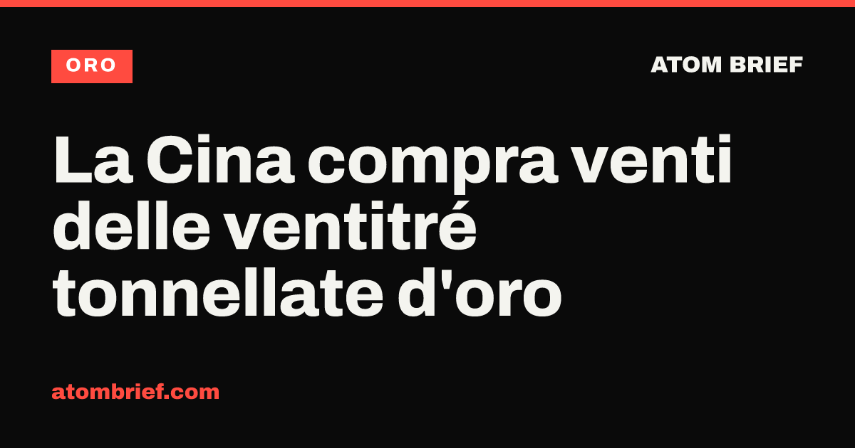 La Cina compra venti delle ventitré tonnellate d'oro