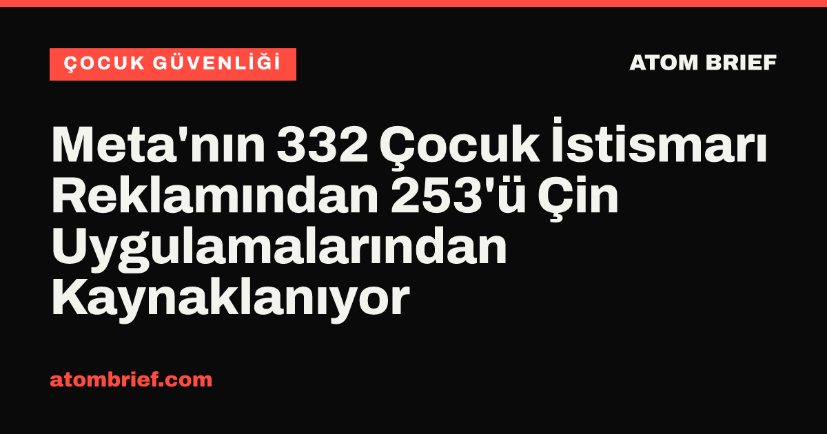 Meta'nın 332 Çocuk İstismarı Reklamından 253'ü Çin Uygulamalarından Kaynaklanıyor