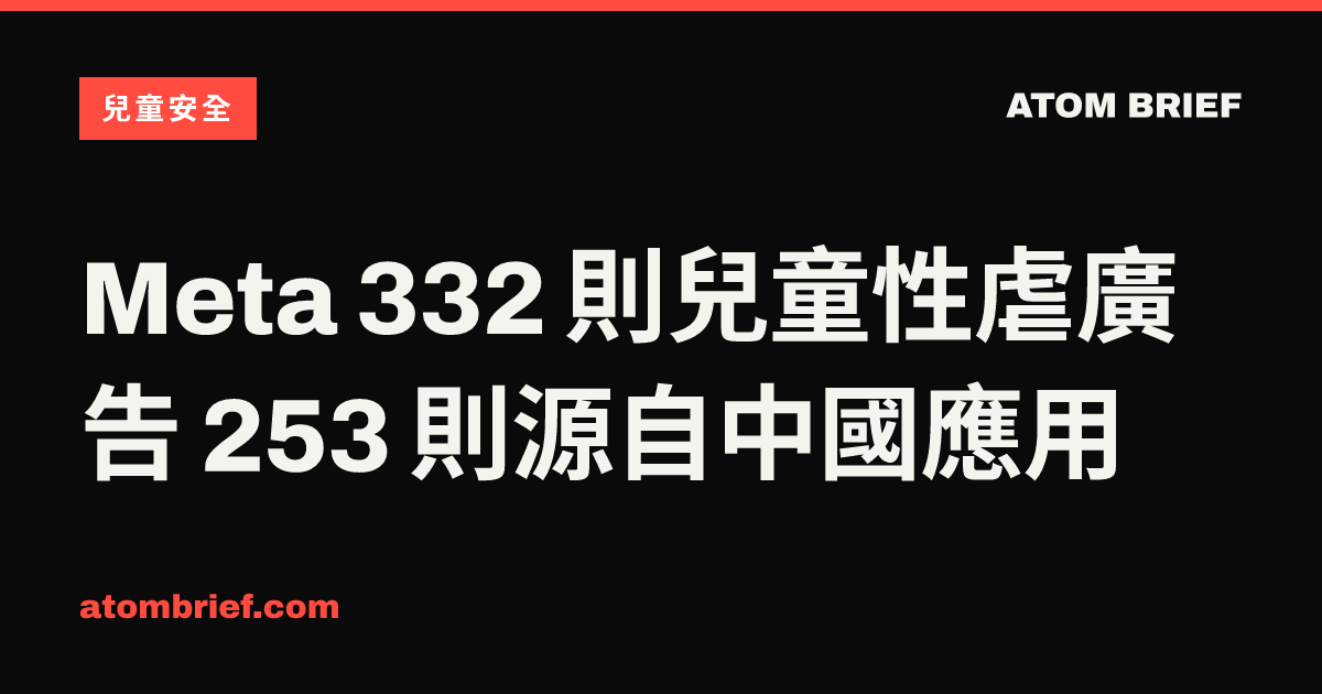 Meta 332 則兒童性虐廣告 253 則源自中國應用