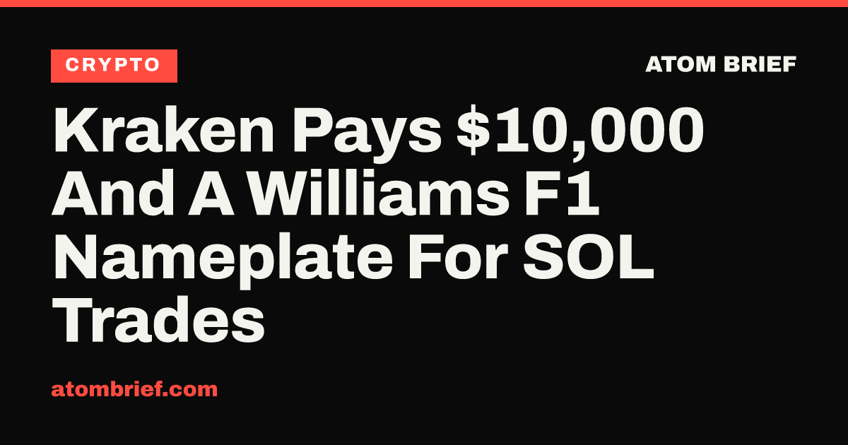 Kraken Pays $10,000 And A Williams F1 Nameplate For SOL Trades