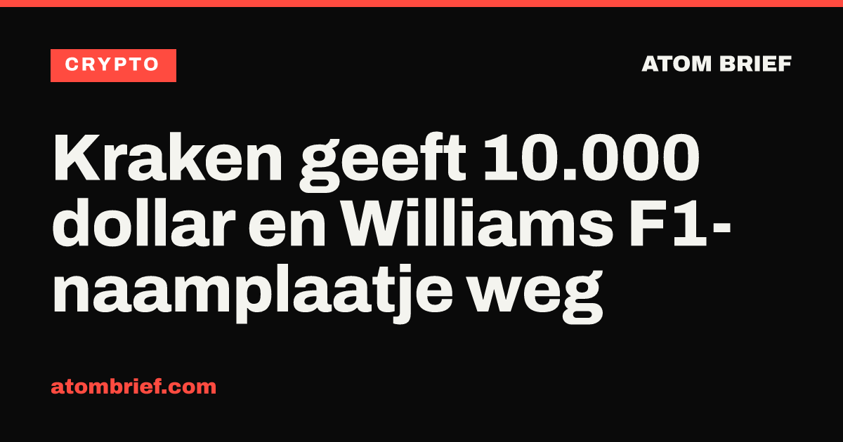 Kraken geeft 10.000 dollar en Williams F1-naamplaatje weg