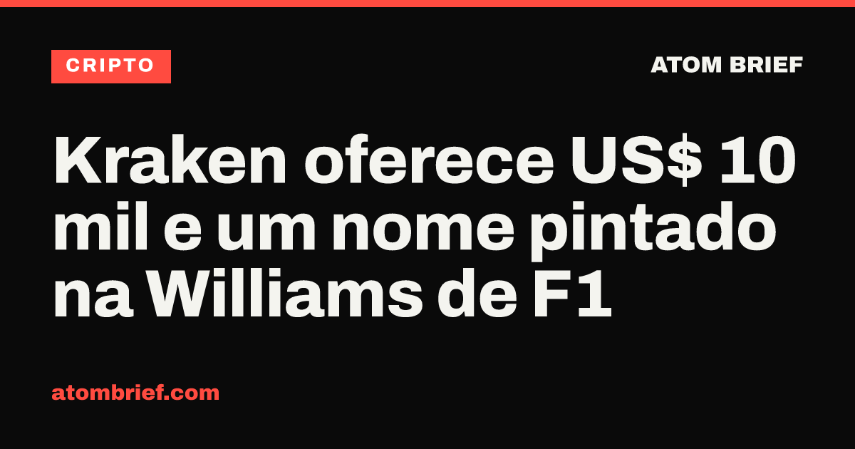 Kraken oferece US$ 10 mil e um nome pintado na Williams de F1