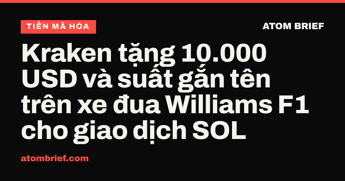 Kraken tặng 10.000 USD và suất gắn tên trên xe đua Williams F1 cho giao dịch SOL