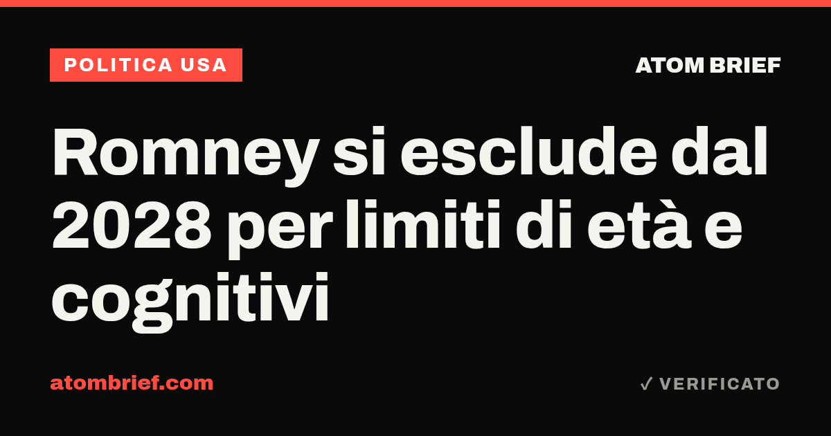 Romney si esclude dal 2028 per limiti di età e cognitivi