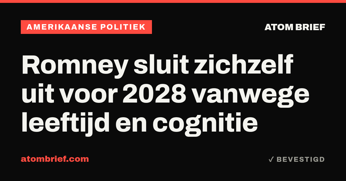 Romney sluit zichzelf uit voor 2028 vanwege leeftijd en cognitie