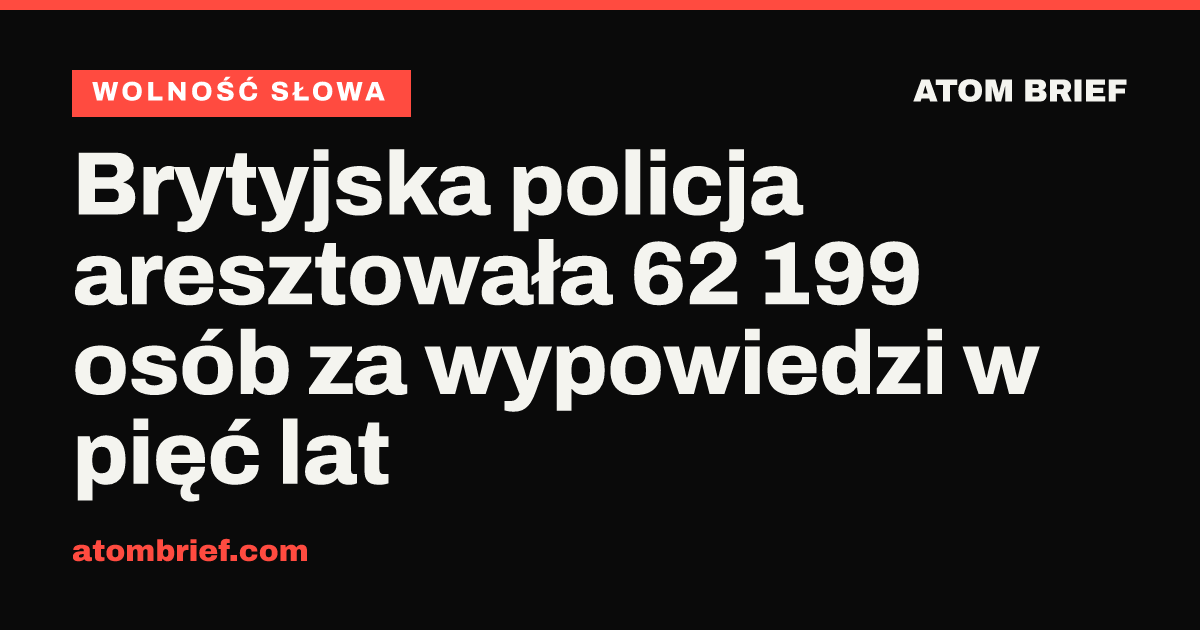 Brytyjska policja aresztowała 62 199 osób za wypowiedzi w pięć lat