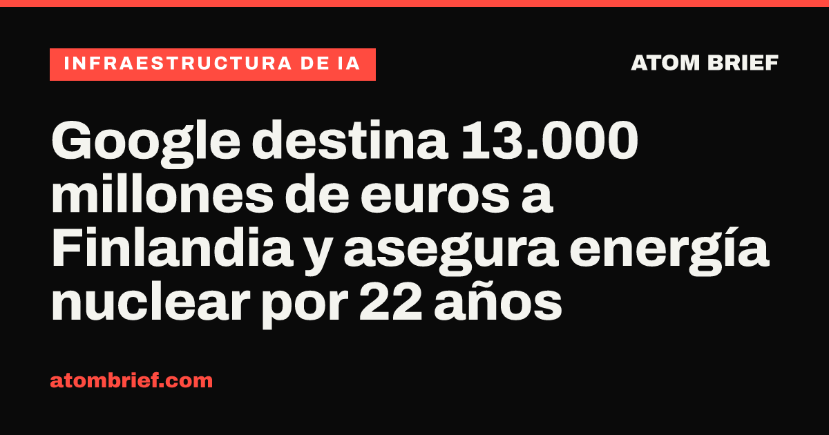 Google destina 13.000 millones de euros a Finlandia y asegura energía nuclear por 22 años