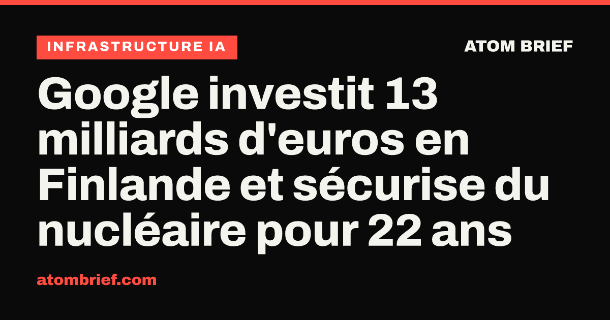 Google investit 13 milliards d'euros en Finlande et sécurise du nucléaire pour 22 ans