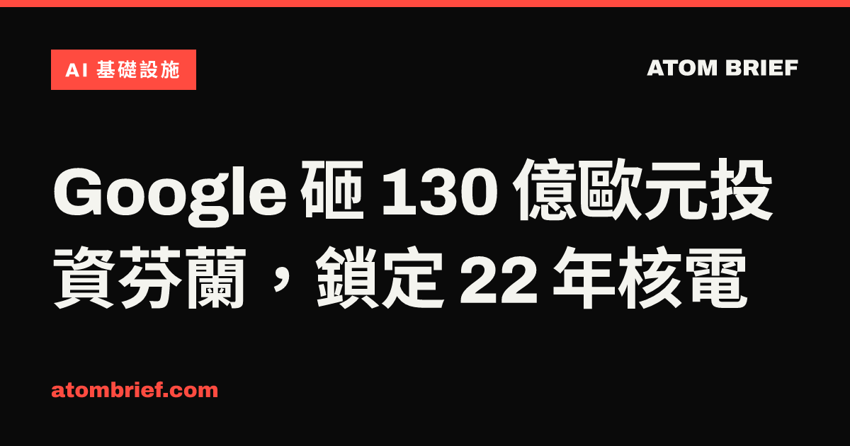 Google 砸 130 億歐元投資芬蘭，鎖定 22 年核電