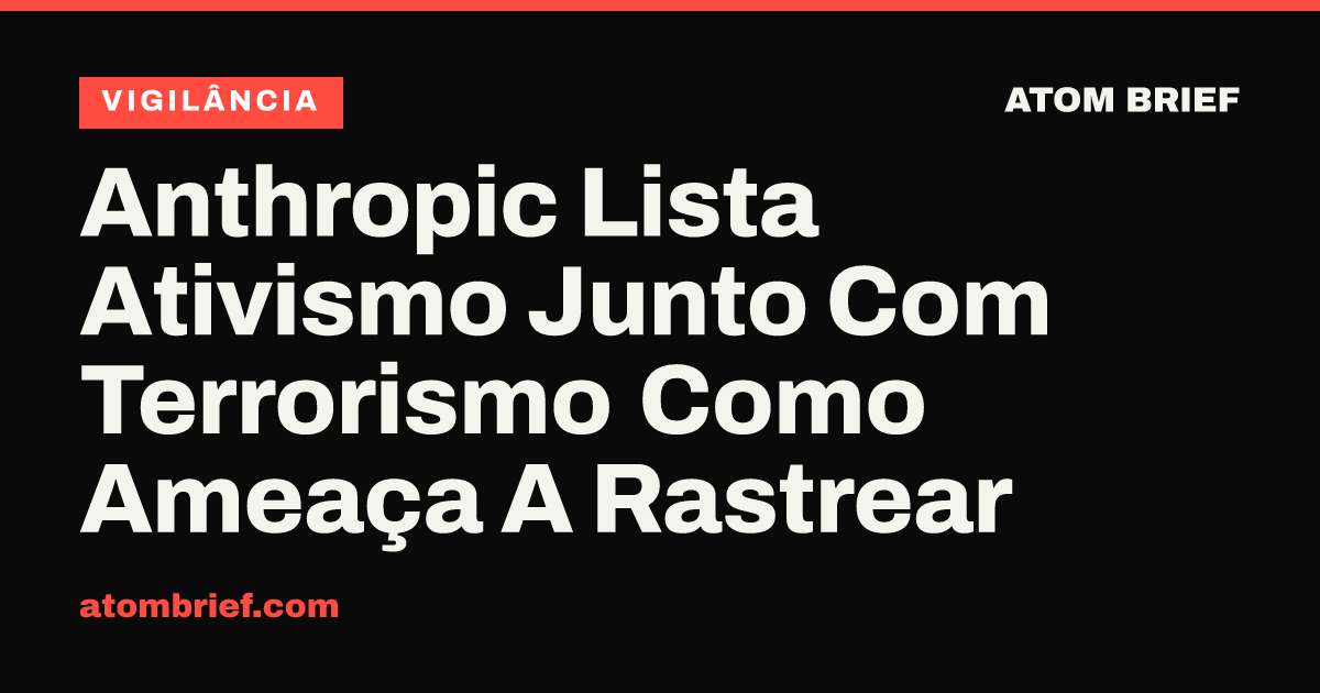 Anthropic Lista Ativismo Junto Com Terrorismo Como Ameaça A Rastrear