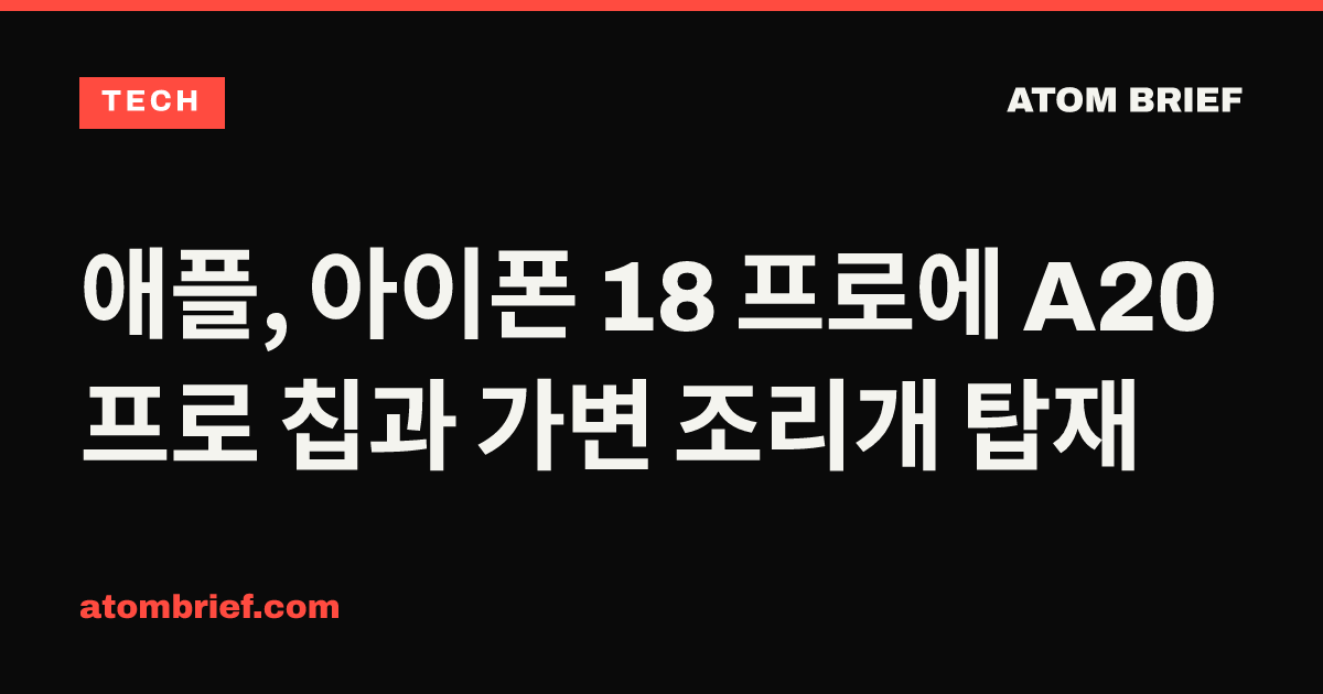 애플, 아이폰 18 프로에 A20 프로 칩과 가변 조리개 탑재