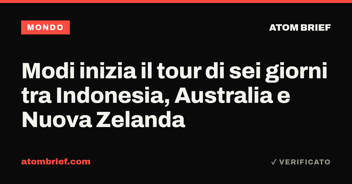 Modi inizia il tour di sei giorni tra Indonesia, Australia e Nuova Zelanda