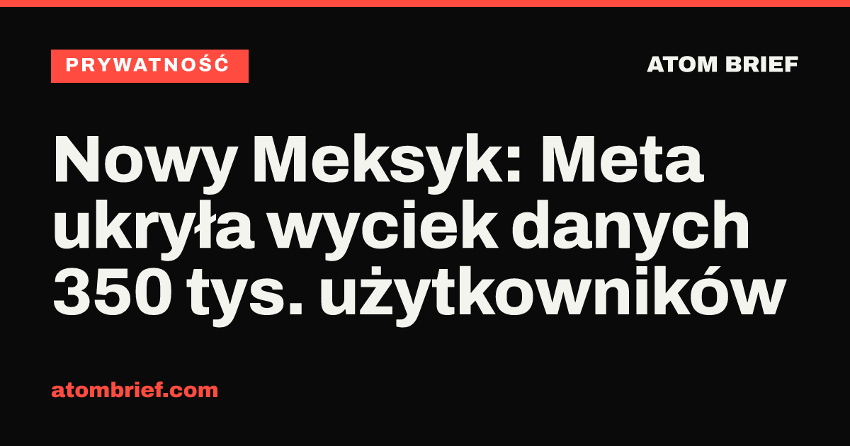 Nowy Meksyk: Meta ukryła wyciek danych 350 tys. użytkowników