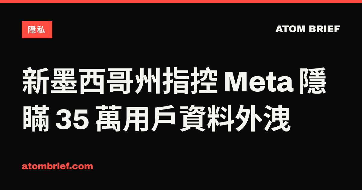 新墨西哥州指控 Meta 隱瞞 35 萬用戶資料外洩