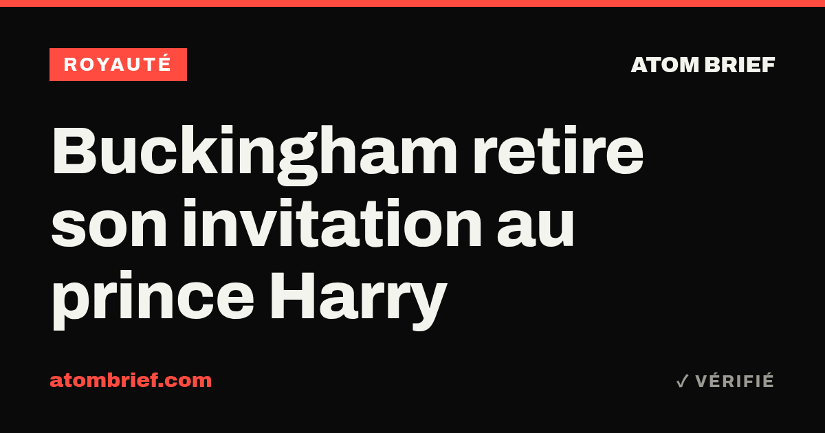 Buckingham retire son invitation au prince Harry