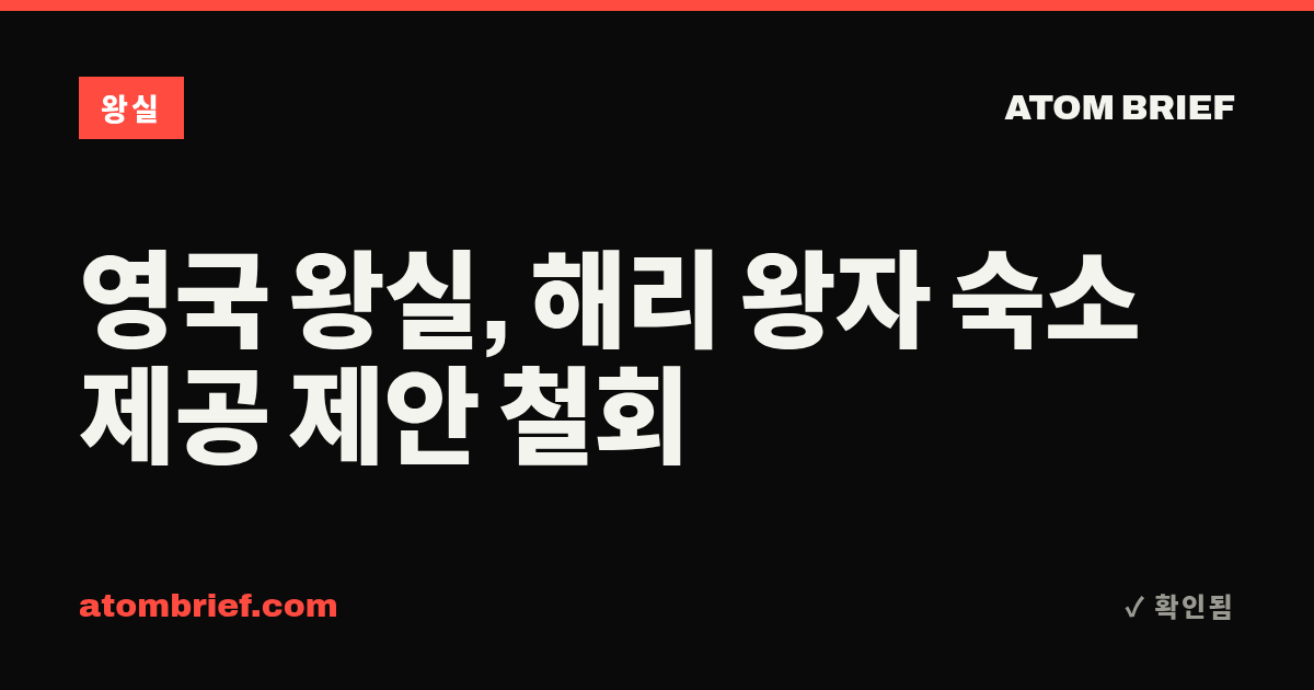 영국 왕실, 해리 왕자 숙소 제공 제안 철회
