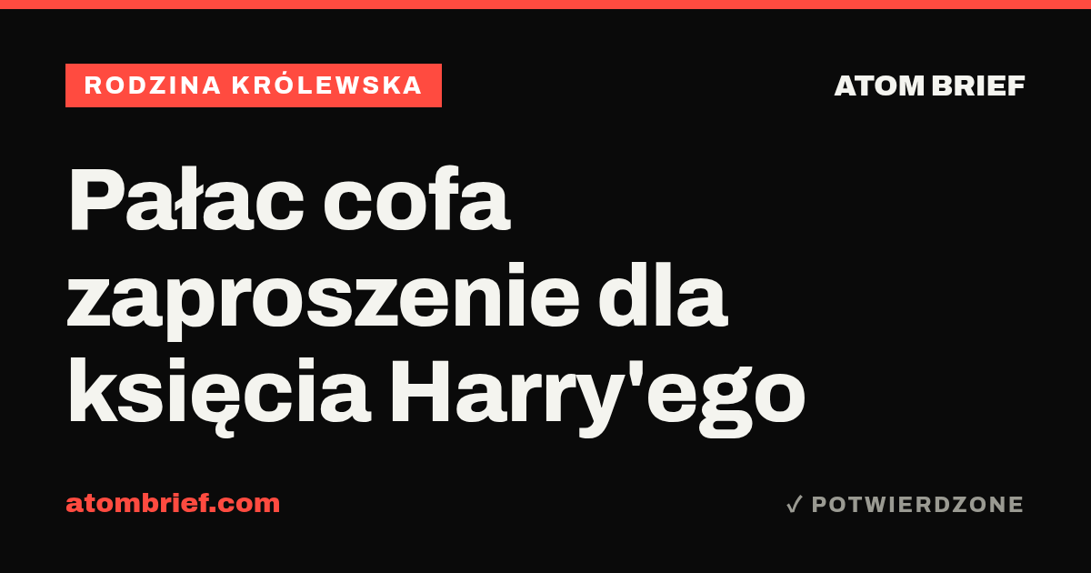 Pałac cofa zaproszenie dla księcia Harry'ego