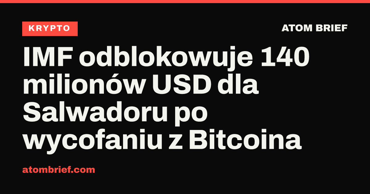 IMF odblokowuje 140 milionów USD dla Salwadoru po wycofaniu z Bitcoina