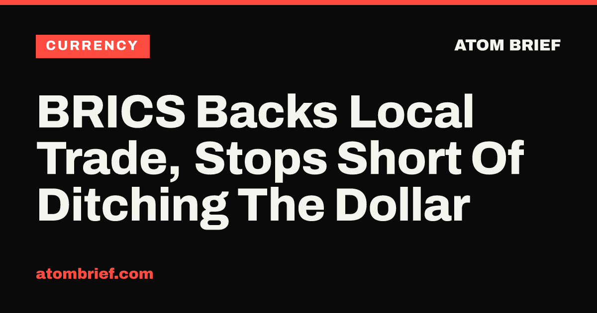 BRICS Backs Local Trade, Stops Short Of Ditching The Dollar