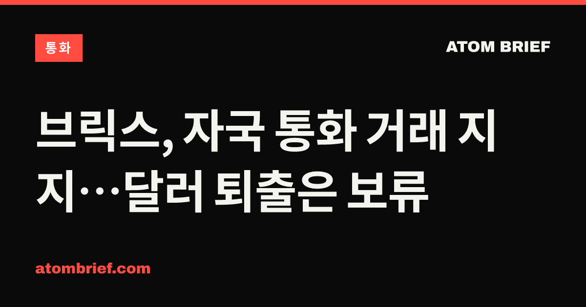 브릭스, 자국 통화 거래 지지…달러 퇴출은 보류
