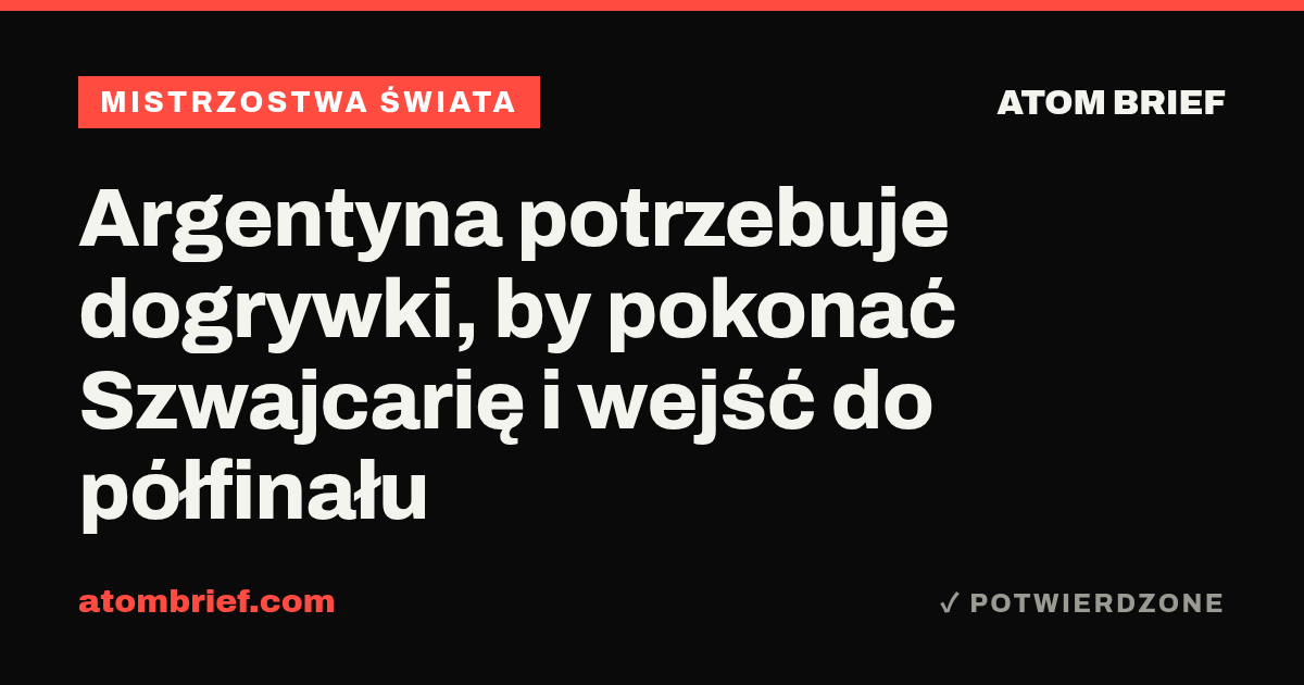 Argentyna potrzebuje dogrywki, by pokonać Szwajcarię i wejść do półfinału