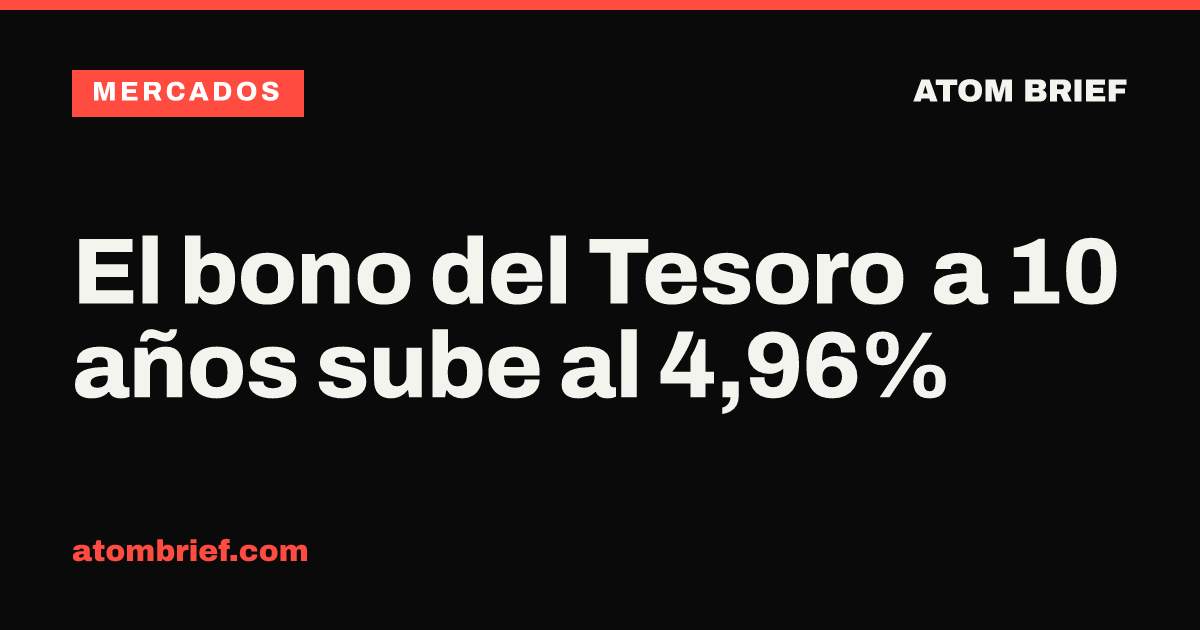 El bono del Tesoro a 10 años sube al 4,96%
