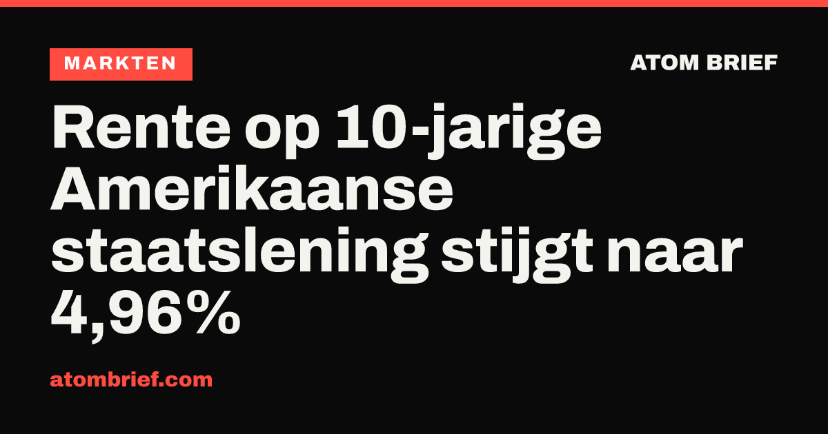 Rente op 10-jarige Amerikaanse staatslening stijgt naar 4,96%