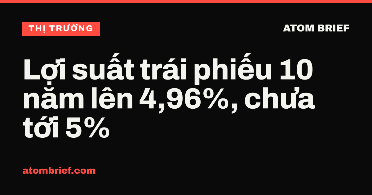 Lợi suất trái phiếu 10 năm lên 4,96%, chưa tới 5%