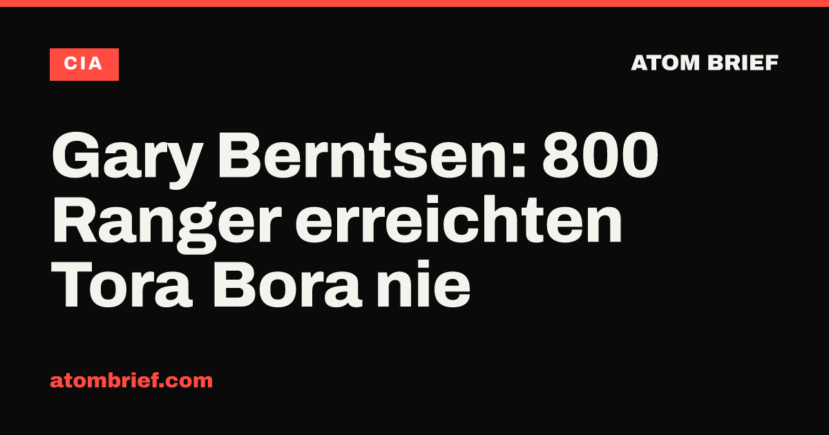 Gary Berntsen: 800 Ranger erreichten Tora Bora nie