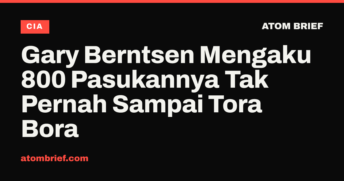 Gary Berntsen Mengaku 800 Pasukannya Tak Pernah Sampai Tora Bora