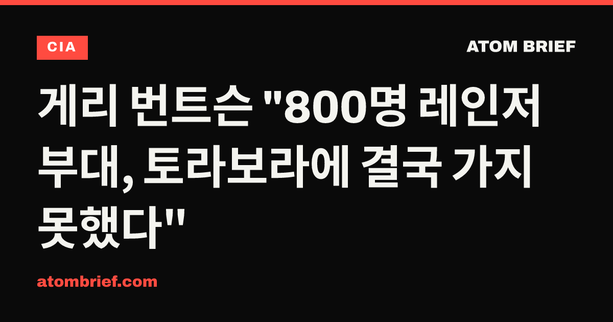 게리 번트슨 "800명 레인저 부대, 토라보라에 결국 가지 못했다"