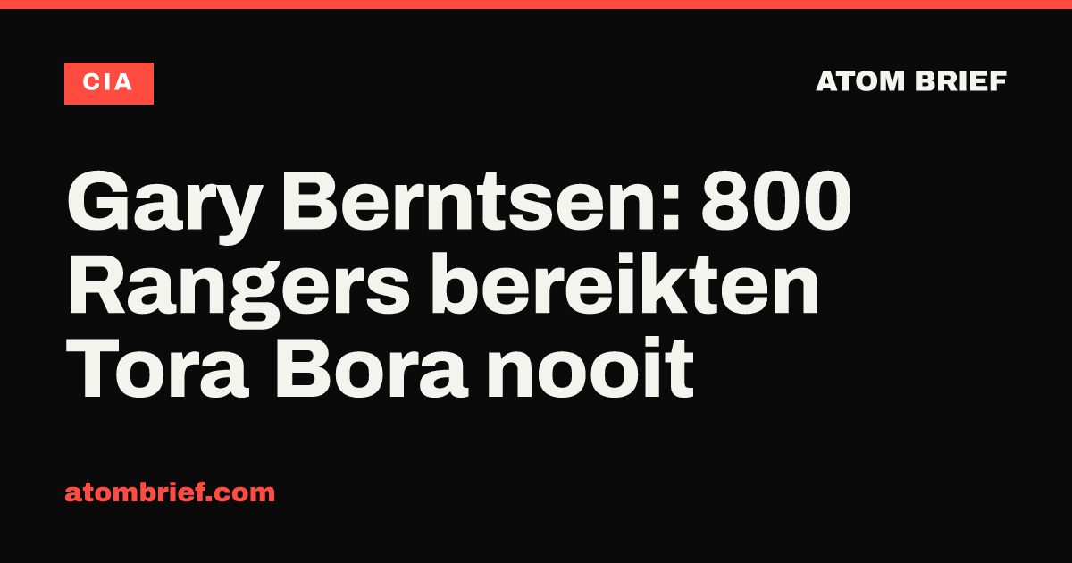 Gary Berntsen: 800 Rangers bereikten Tora Bora nooit