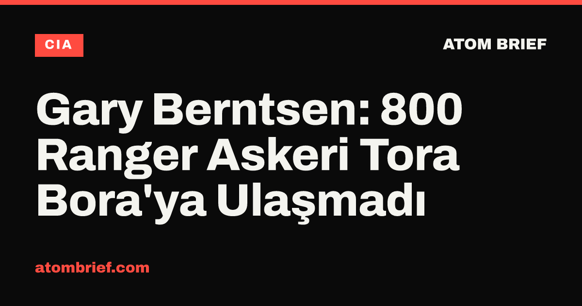 Gary Berntsen: 800 Ranger Askeri Tora Bora'ya Ulaşmadı