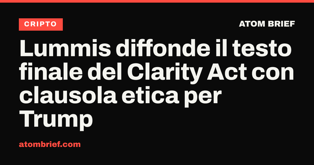 Lummis diffonde il testo finale del Clarity Act con clausola etica per Trump