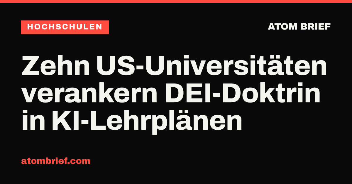 Zehn US-Universitäten verankern DEI-Doktrin in KI-Lehrplänen