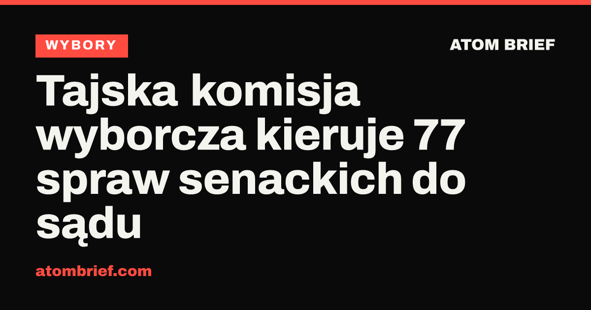 Tajska komisja wyborcza kieruje 77 spraw senackich do sądu