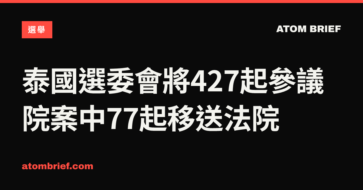泰國選委會將427起參議院案中77起移送法院