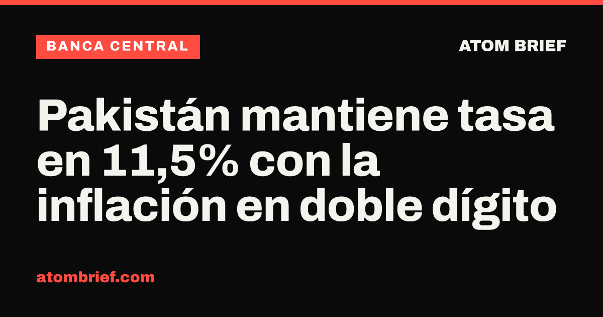 Pakistán mantiene tasa en 11,5% con la inflación en doble dígito