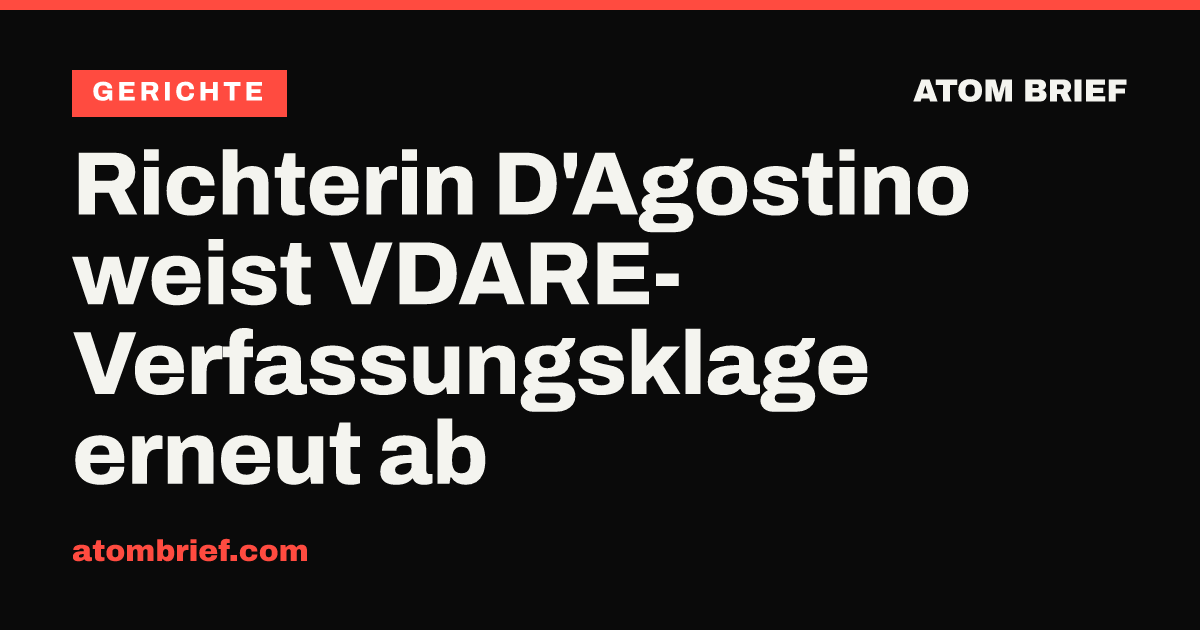 Richterin D'Agostino weist VDARE-Verfassungsklage erneut ab