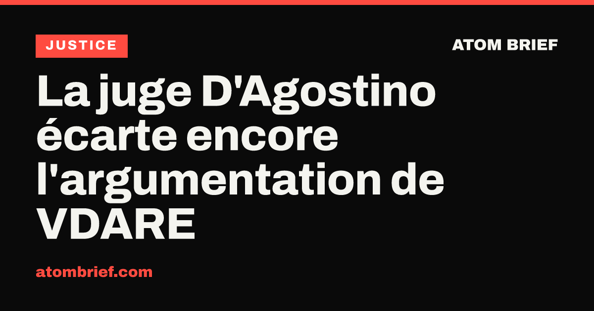 La juge D'Agostino écarte encore l'argumentation de VDARE