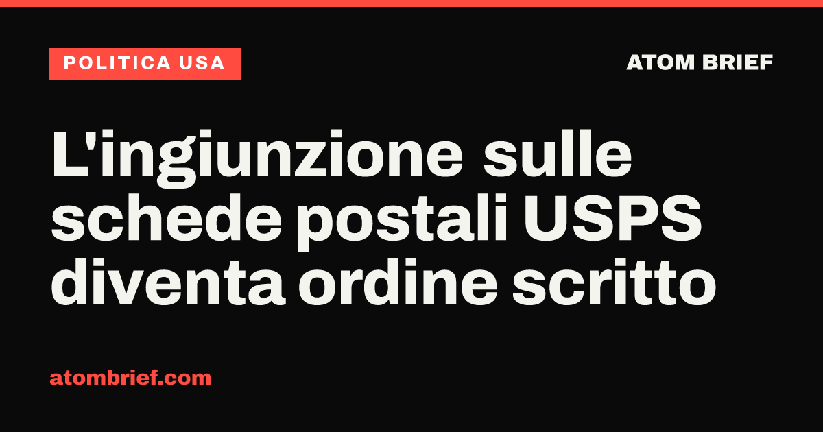 L'ingiunzione sulle schede postali USPS diventa ordine scritto