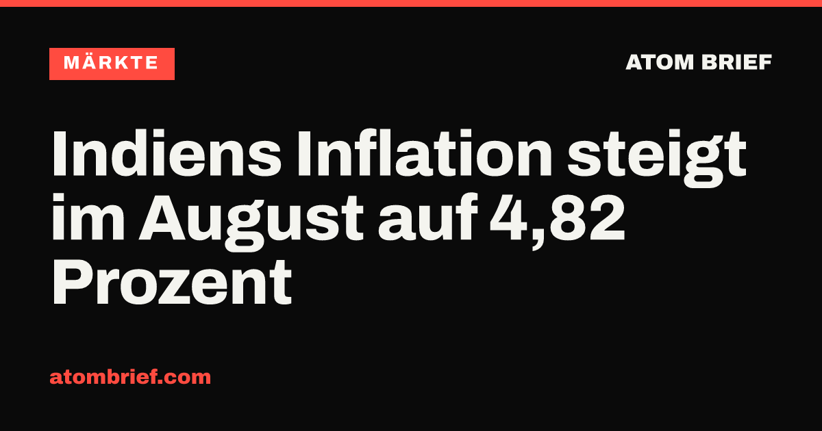 Indiens Inflation steigt im August auf 4,82 Prozent