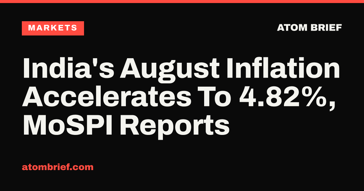 India's August Inflation Accelerates To 4.82%, MoSPI Reports