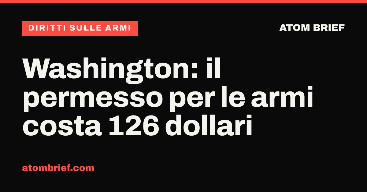 Washington: il permesso per le armi costa 126 dollari