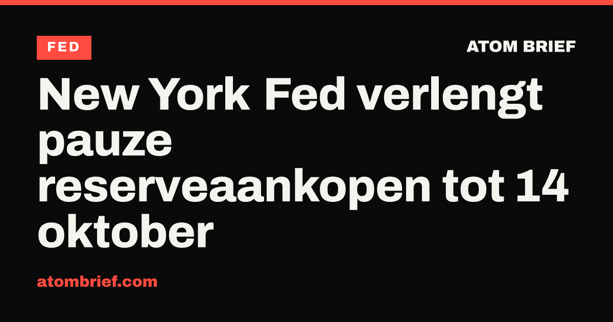 New York Fed verlengt pauze reserveaankopen tot 14 oktober