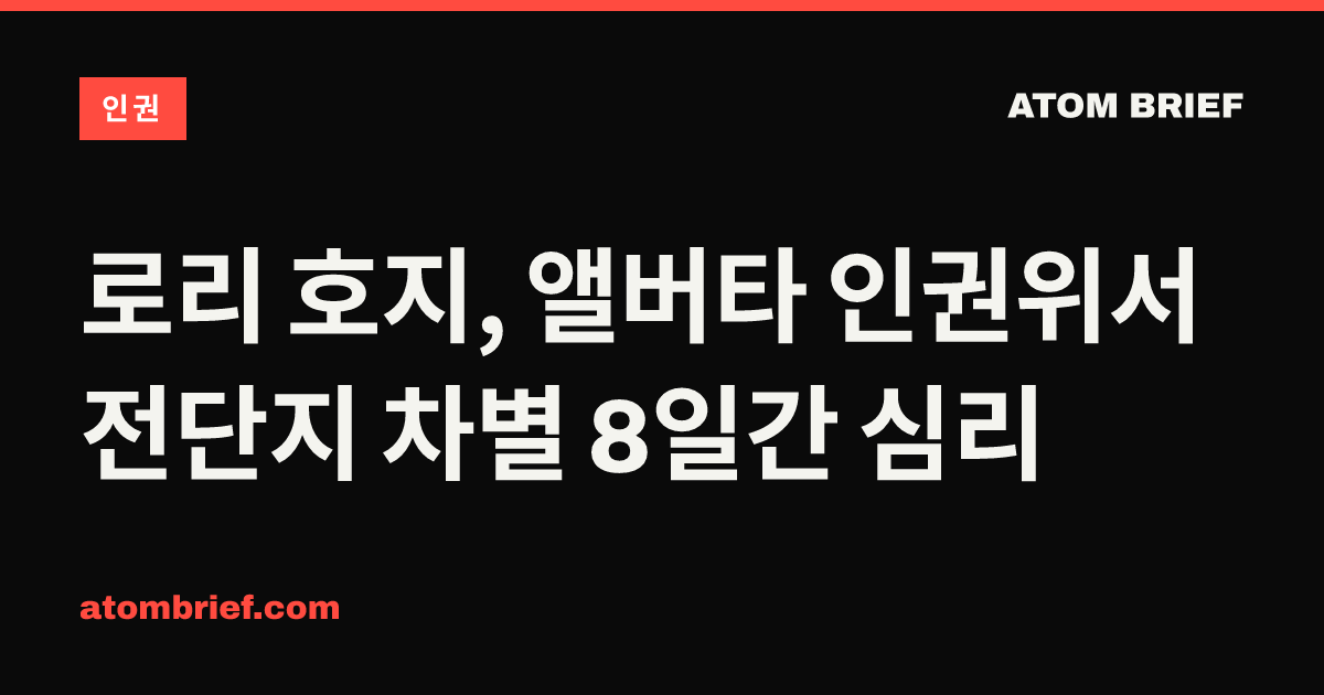 로리 호지, 앨버타 인권위서 전단지 차별 8일간 심리